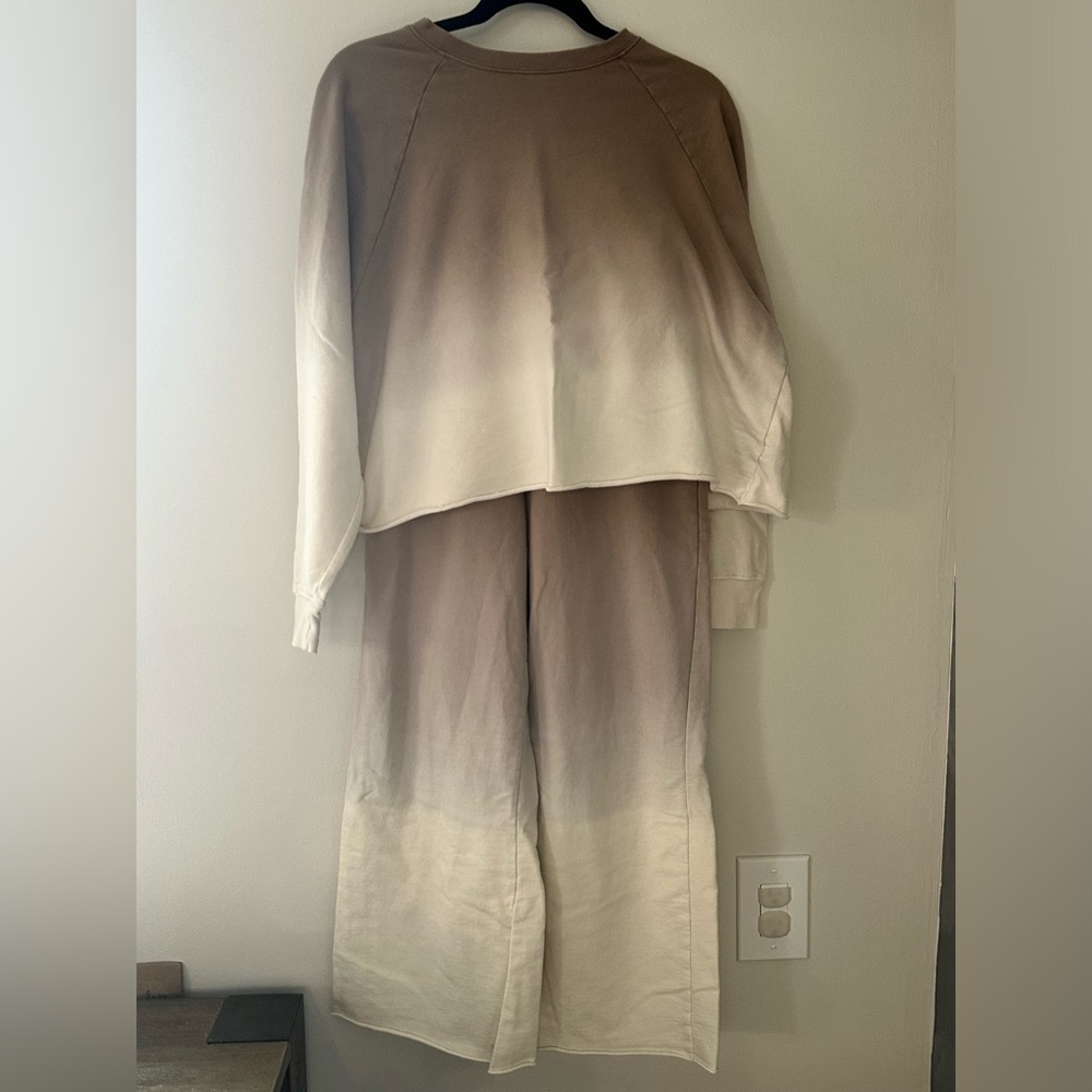 Zenana Tie Dye French Terry Long Sleeve Top Wide Leg Lounge Pants small